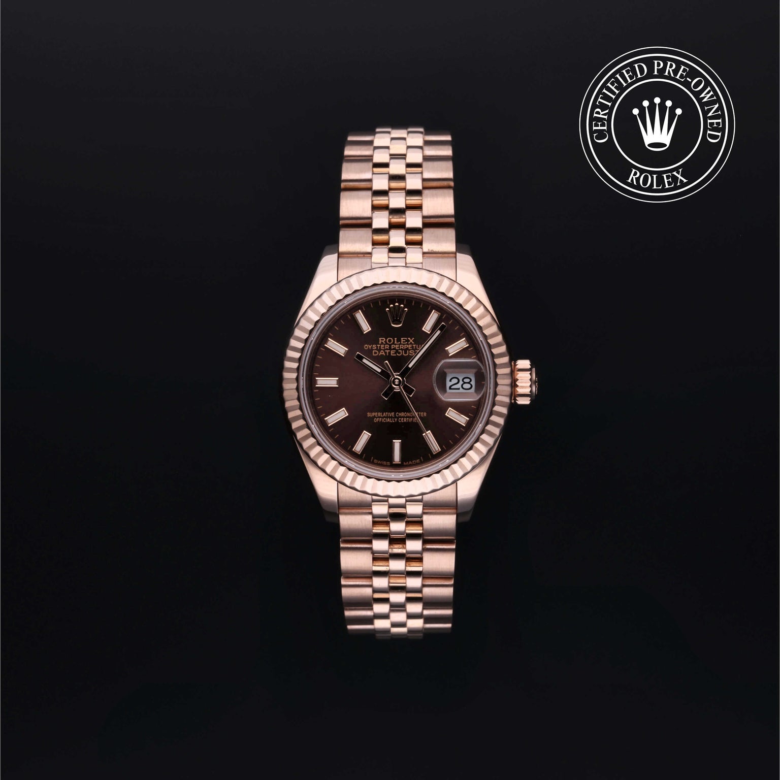 Rolex Certified Pre-owned Lady Datejust M279175-0008 front on black background