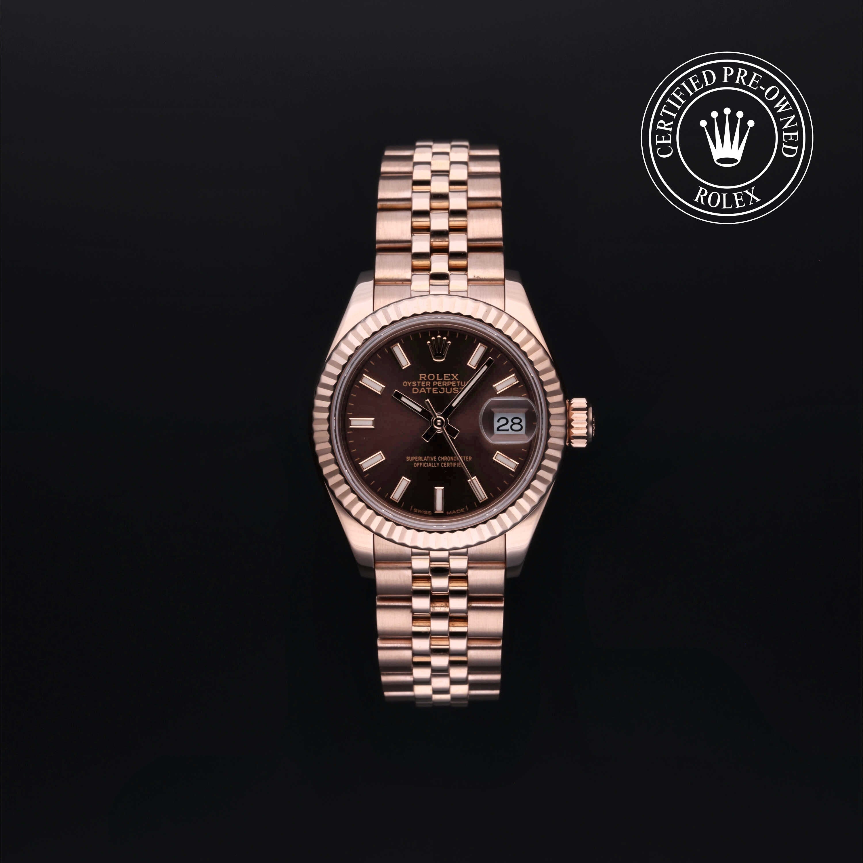Rolex Certified Pre-owned Lady Datejust M279175-0008 front on black background