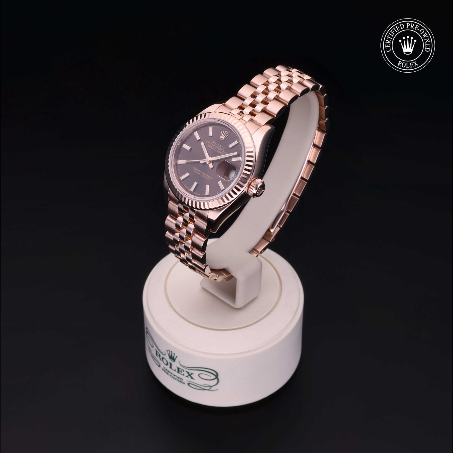 Rolex Certified Pre-owned Lady Datejust M279175-0008 front on black background