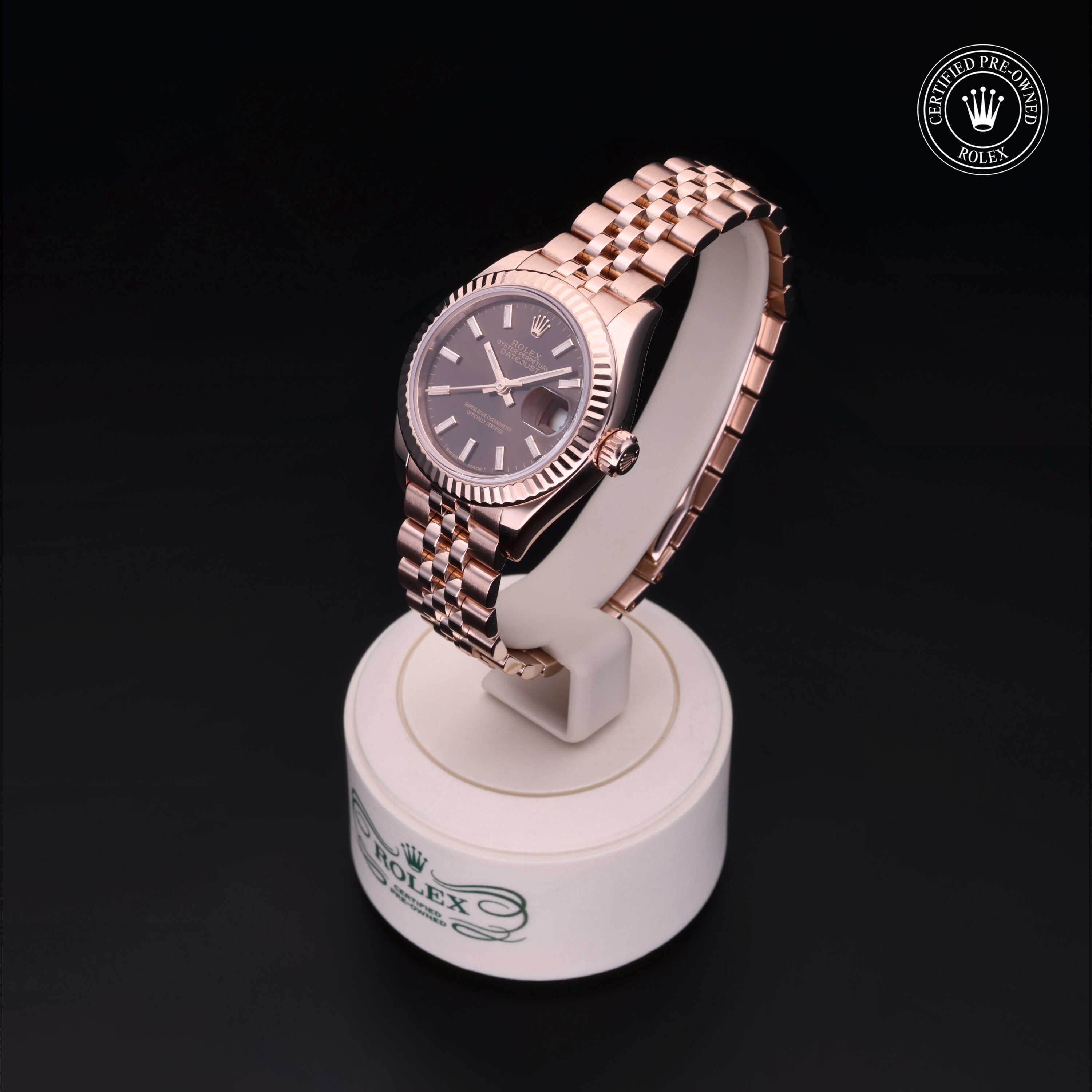 Rolex Certified Pre-owned Lady Datejust M279175-0008 front on black background