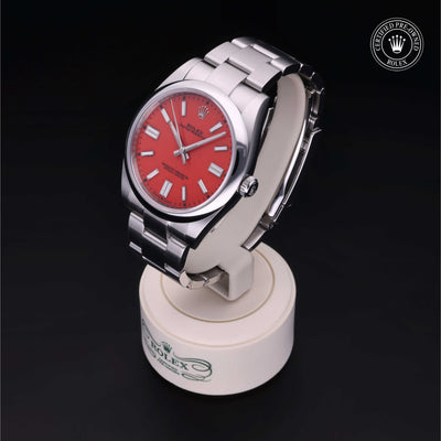 Rolex Certified Pre-owned Oyster Perpetual M124300-0007 front on black background