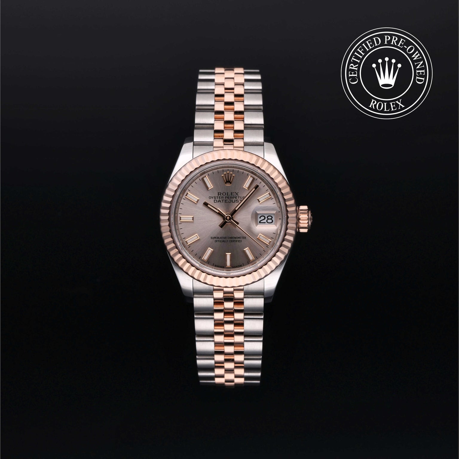 Rolex Certified Pre-owned Lady Datejust M279171-0001 front on black background