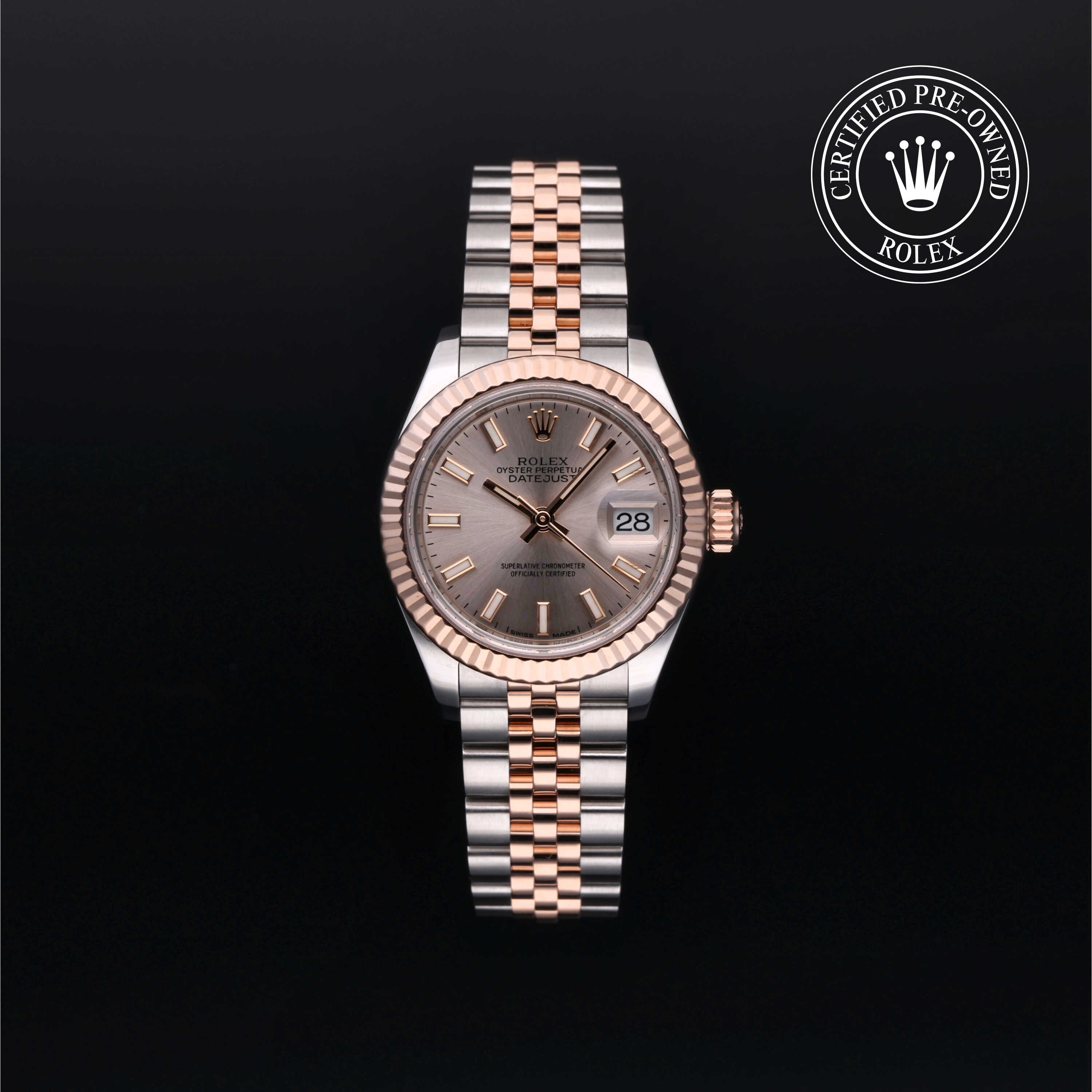 Rolex Certified Pre-owned Lady Datejust M279171-0001 front on black background