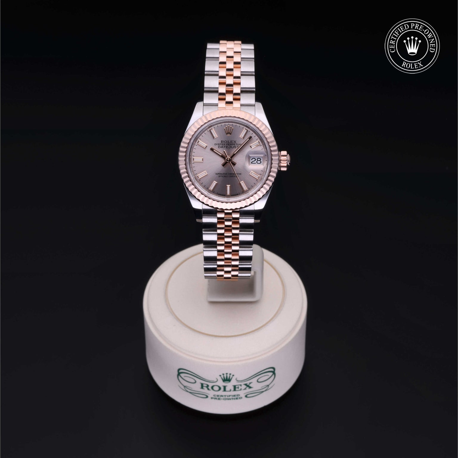 Rolex Certified Pre-owned Lady Datejust M279171-0001 front on black background