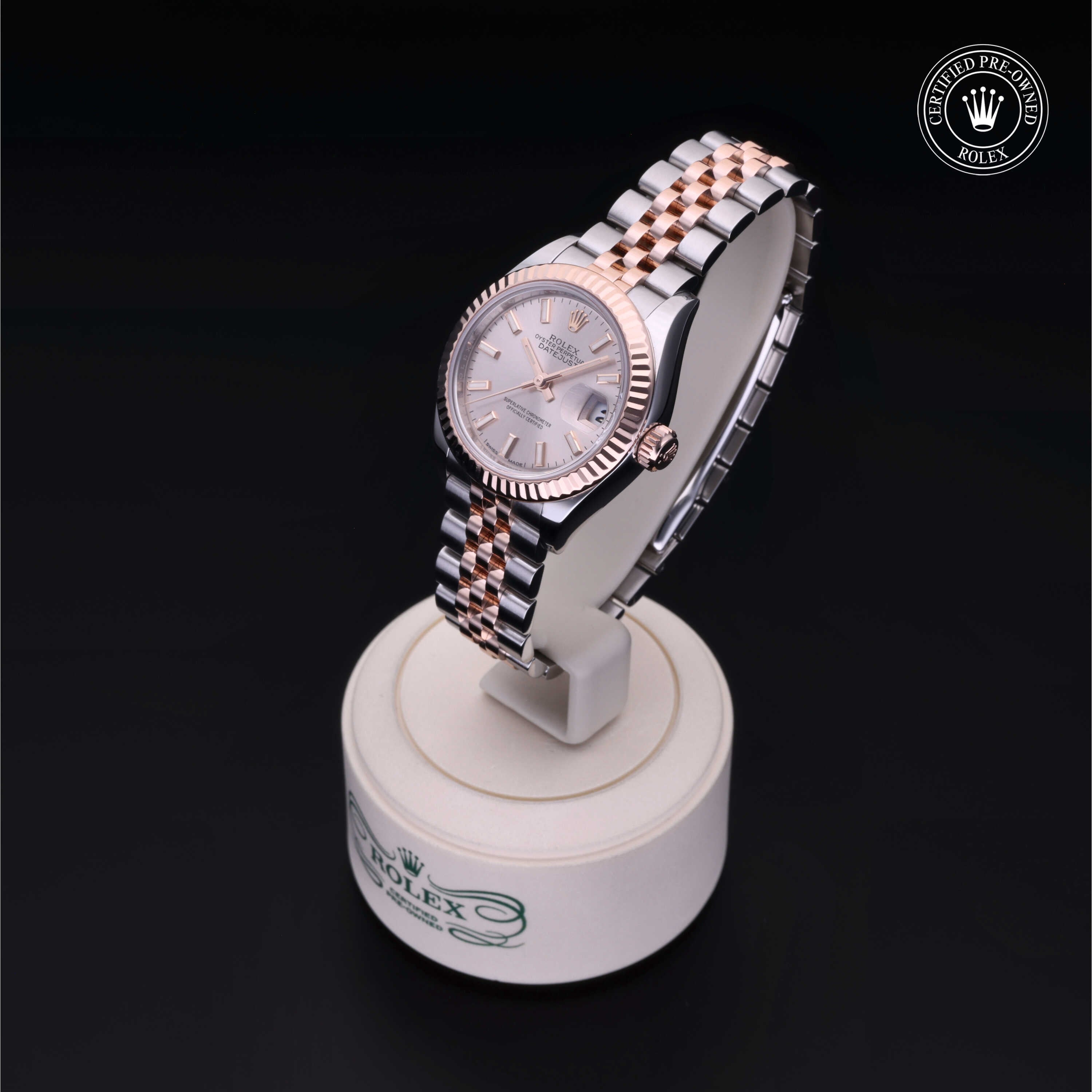 Rolex Certified Pre-owned Lady Datejust M279171-0001 front on black background