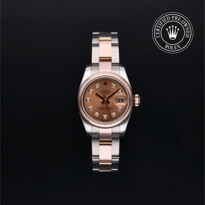 Rolex Certified Pre-owned Lady Datejust M179161-0052 front on black background