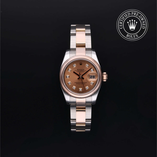 Rolex Certified Pre-owned Lady Datejust M179161-0052 front on black background