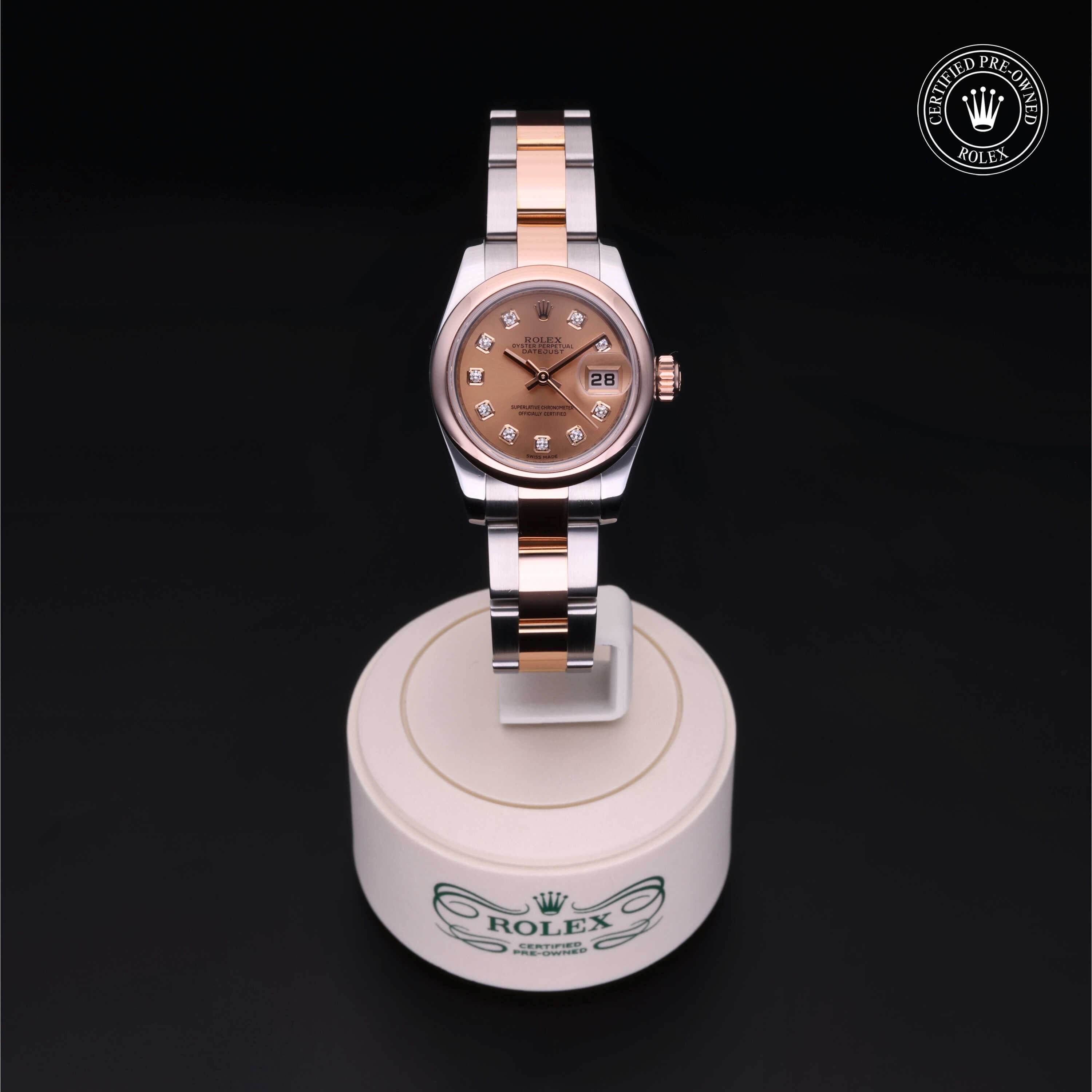 Rolex Certified Pre-owned Lady Datejust M179161-0052 front on black background