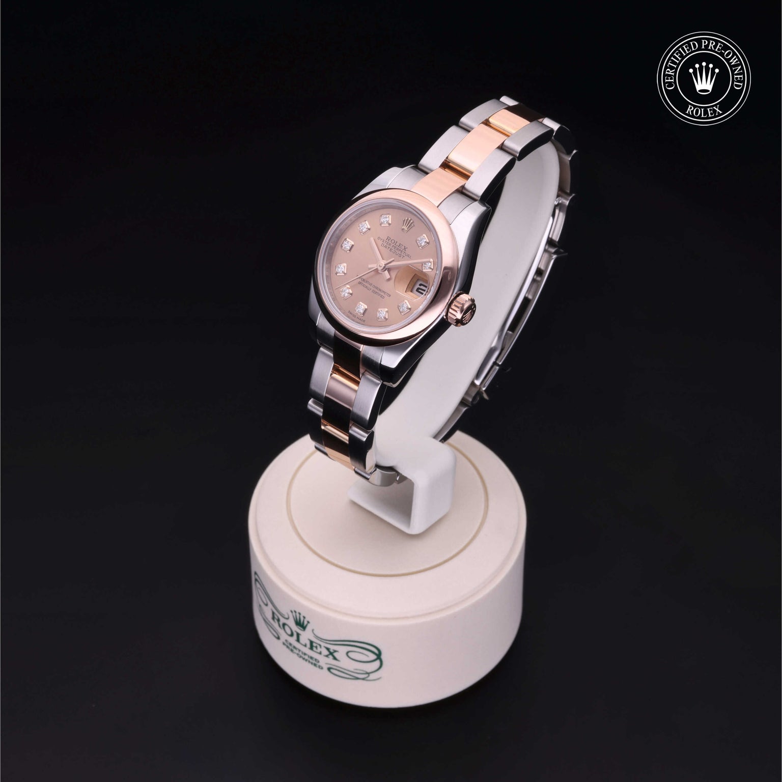 Rolex Certified Pre-owned Lady Datejust M179161-0052 front on black background
