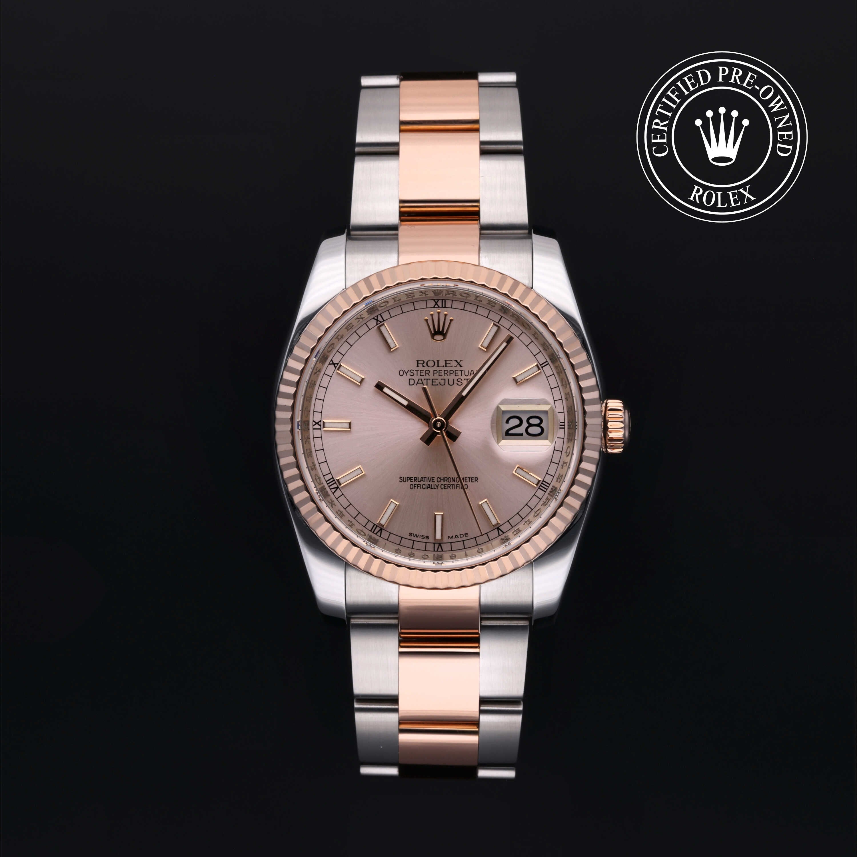 Rolex Certified Pre-owned Datejust M116231-0039 front on black background