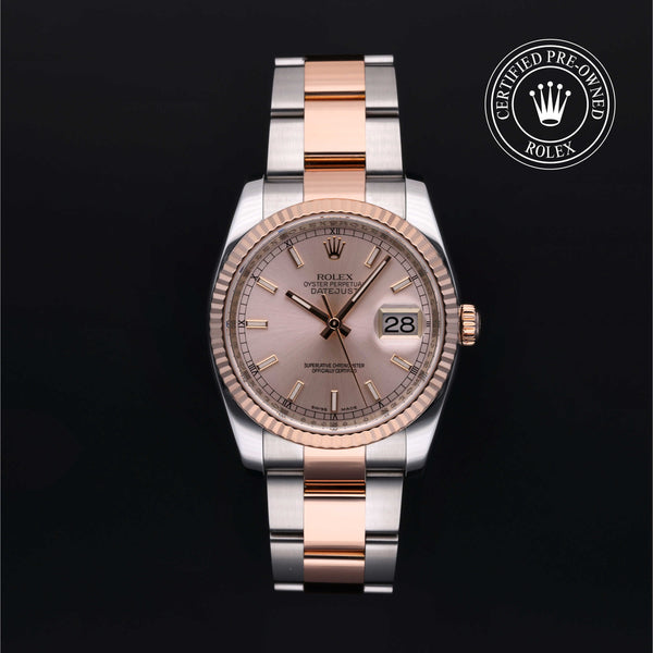 Rolex Certified Pre-owned Datejust M116231-0039 front on black background