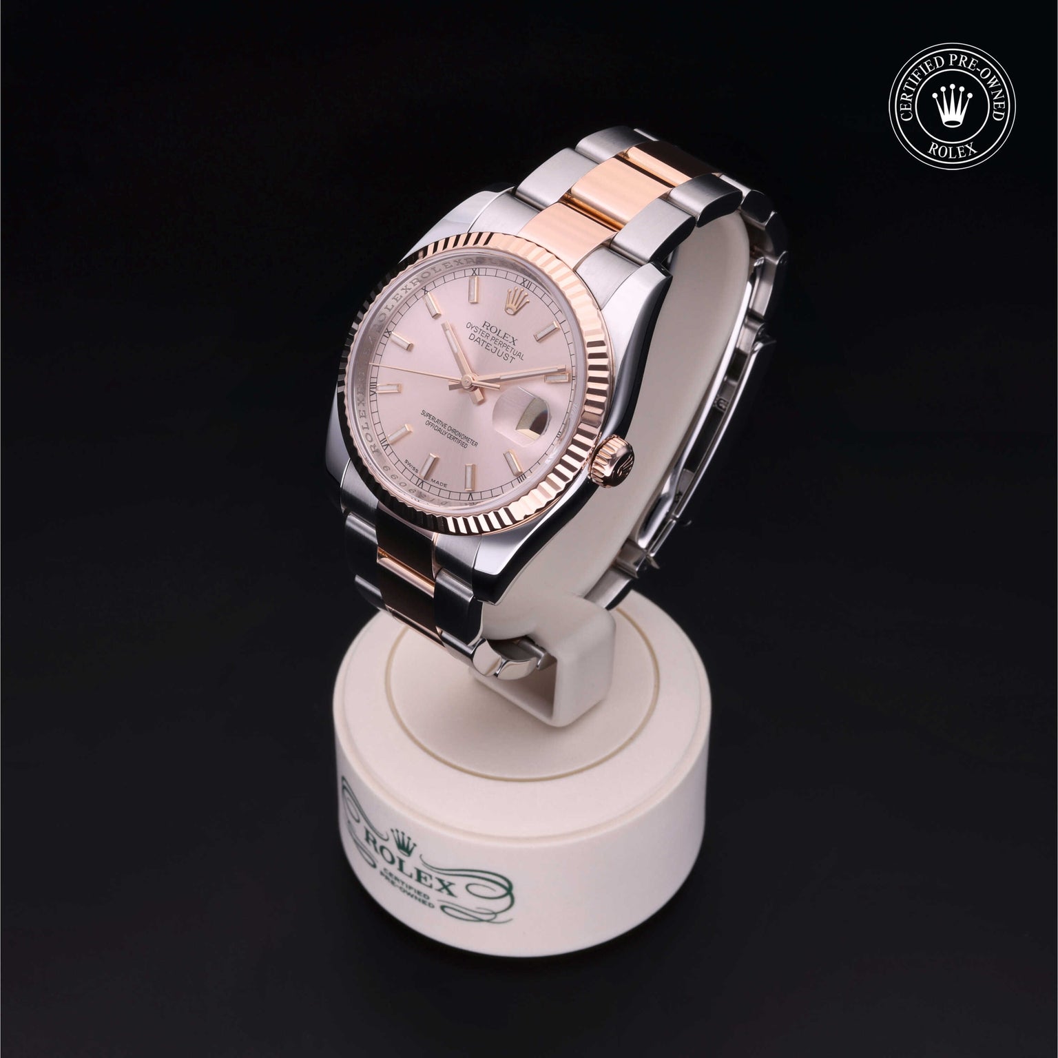 Rolex Certified Pre-owned Datejust M116231-0039 front on black background