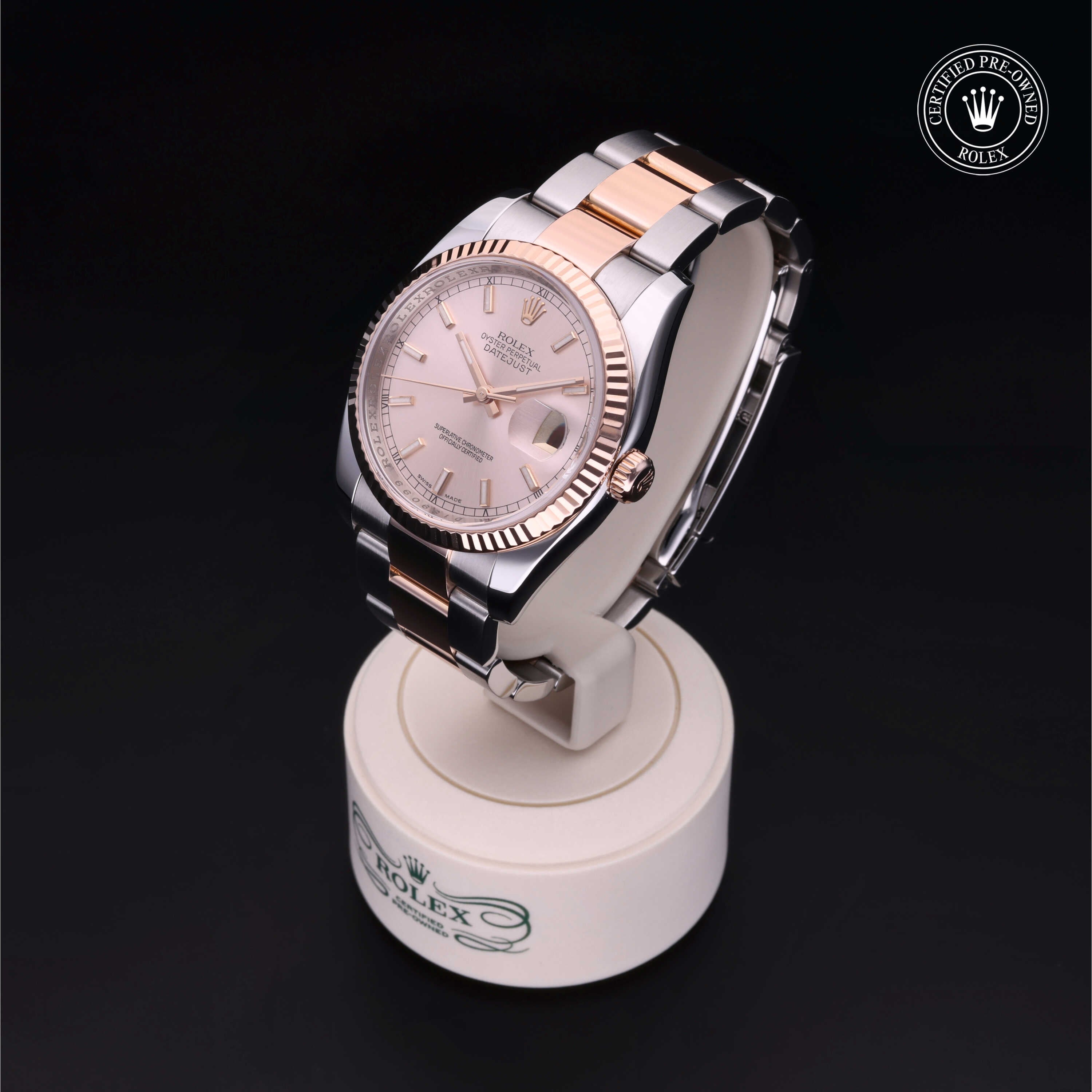 Rolex Certified Pre-owned Datejust M116231-0039 front on black background