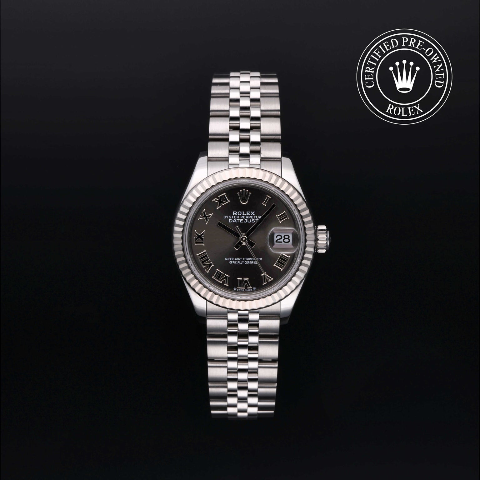 Rolex Certified Pre-owned Lady Datejust M279174-0013 front on black background