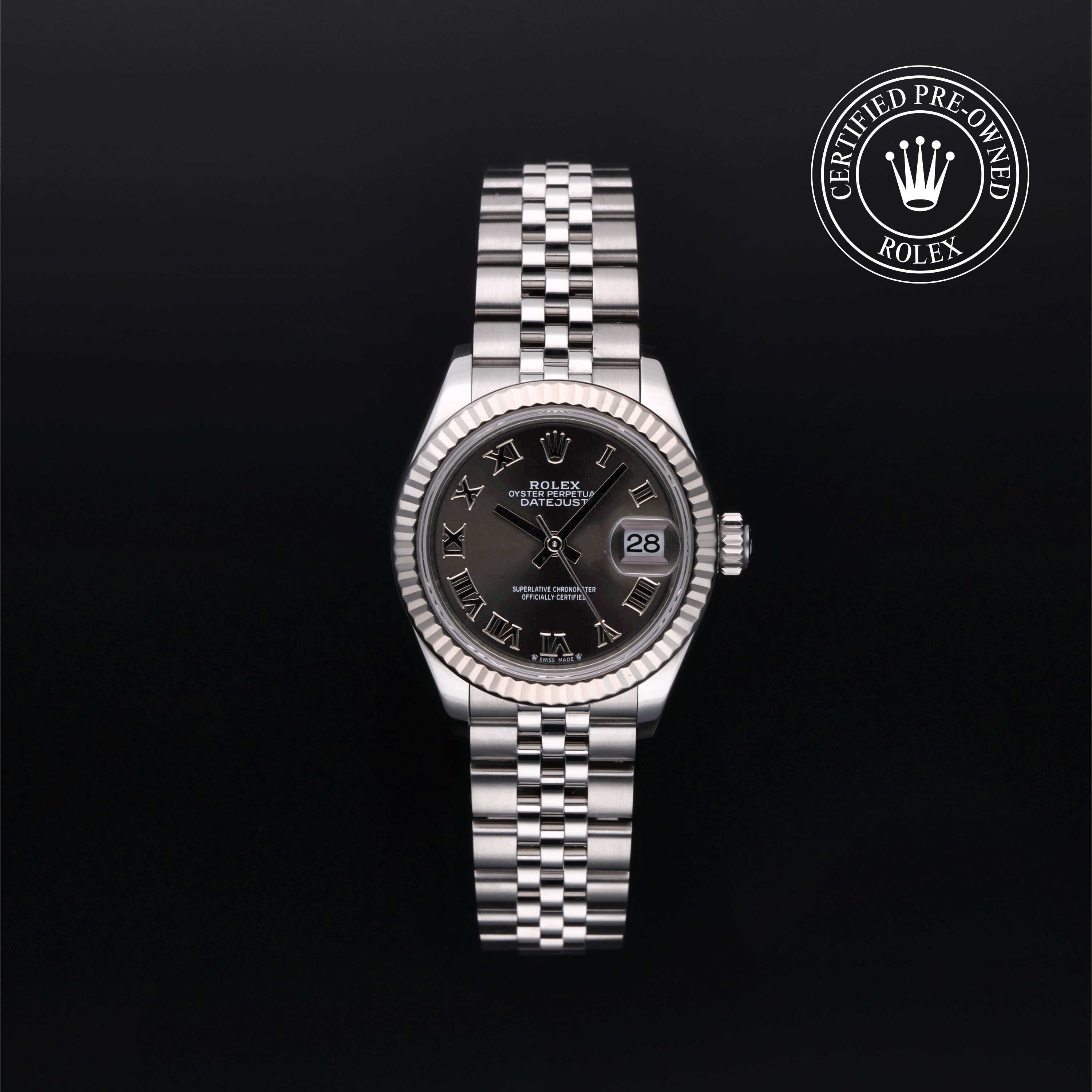 Rolex Certified Pre-owned Lady Datejust M279174-0013 front on black background