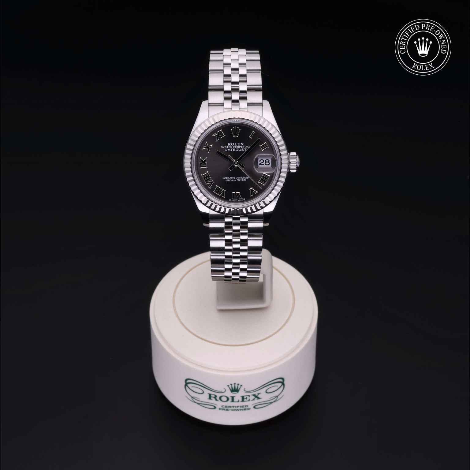Rolex Certified Pre-owned Lady Datejust M279174-0013 front on black background