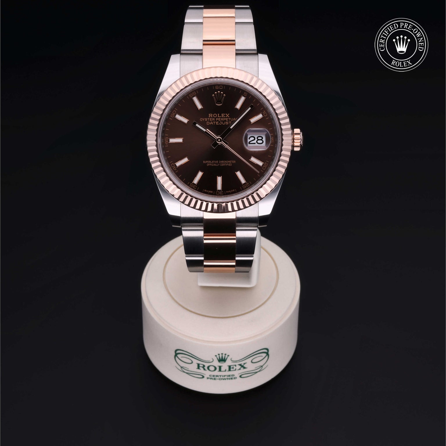 Rolex Certified Pre-owned Datejust M126331-0001 front on black background
