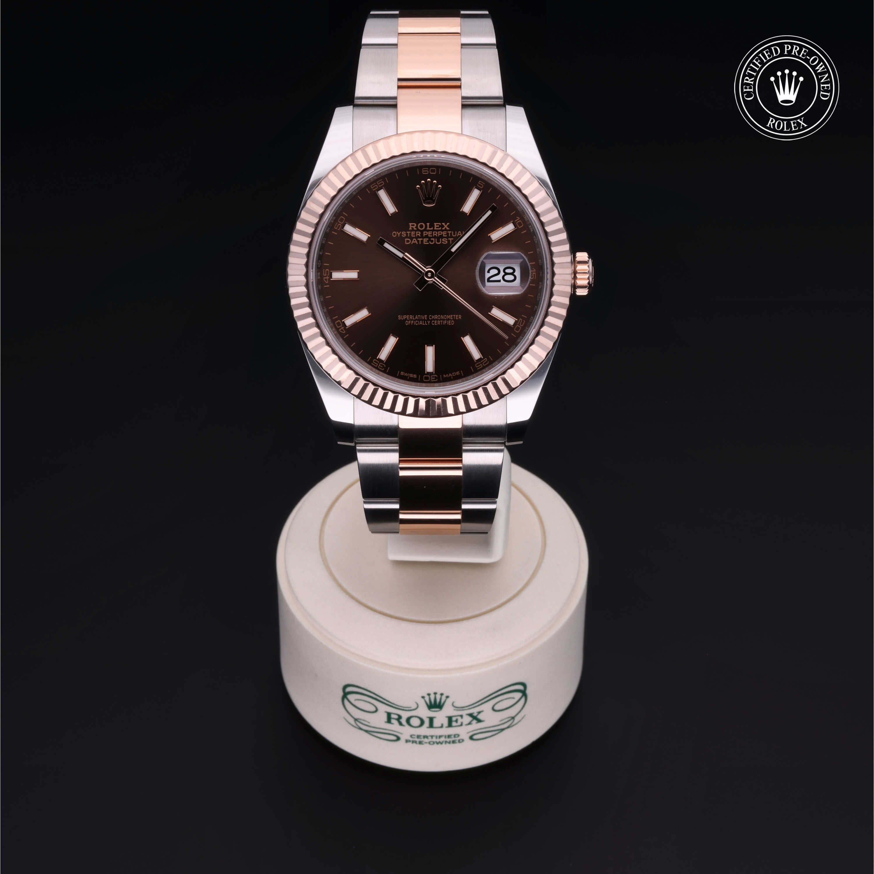 Rolex Certified Pre-owned Datejust M126331-0001 front on black background