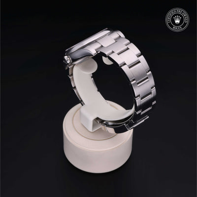 Rolex Certified Pre-owned Oyster Perpetual M116000-0011 front on black background