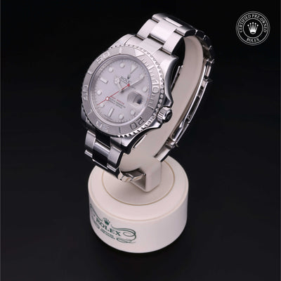 Rolex Certified Pre-owned Yacht-Master M116622-0002 front on black background
