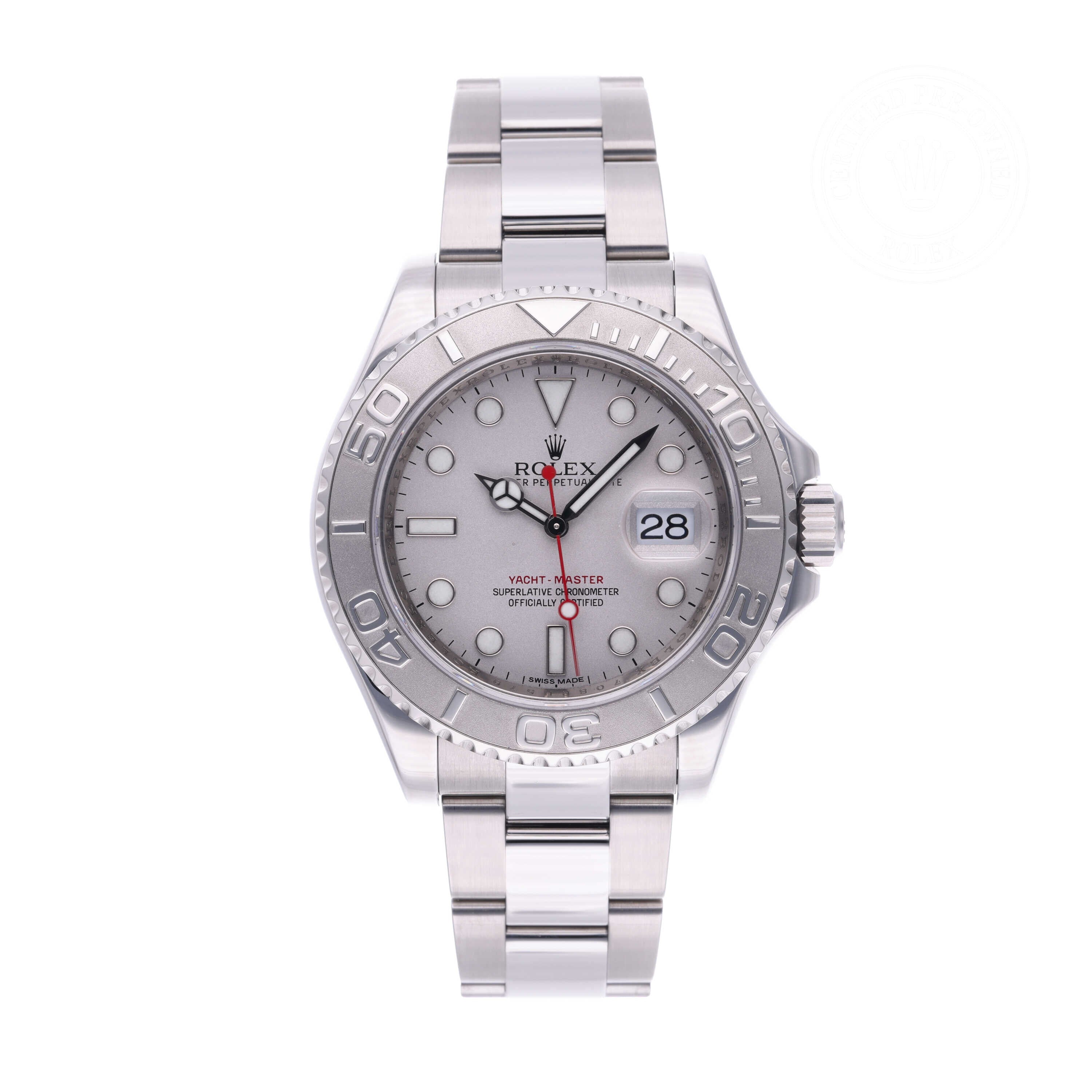 Rolex Certified Pre-owned Yacht-Master M116622-0002 front on white background