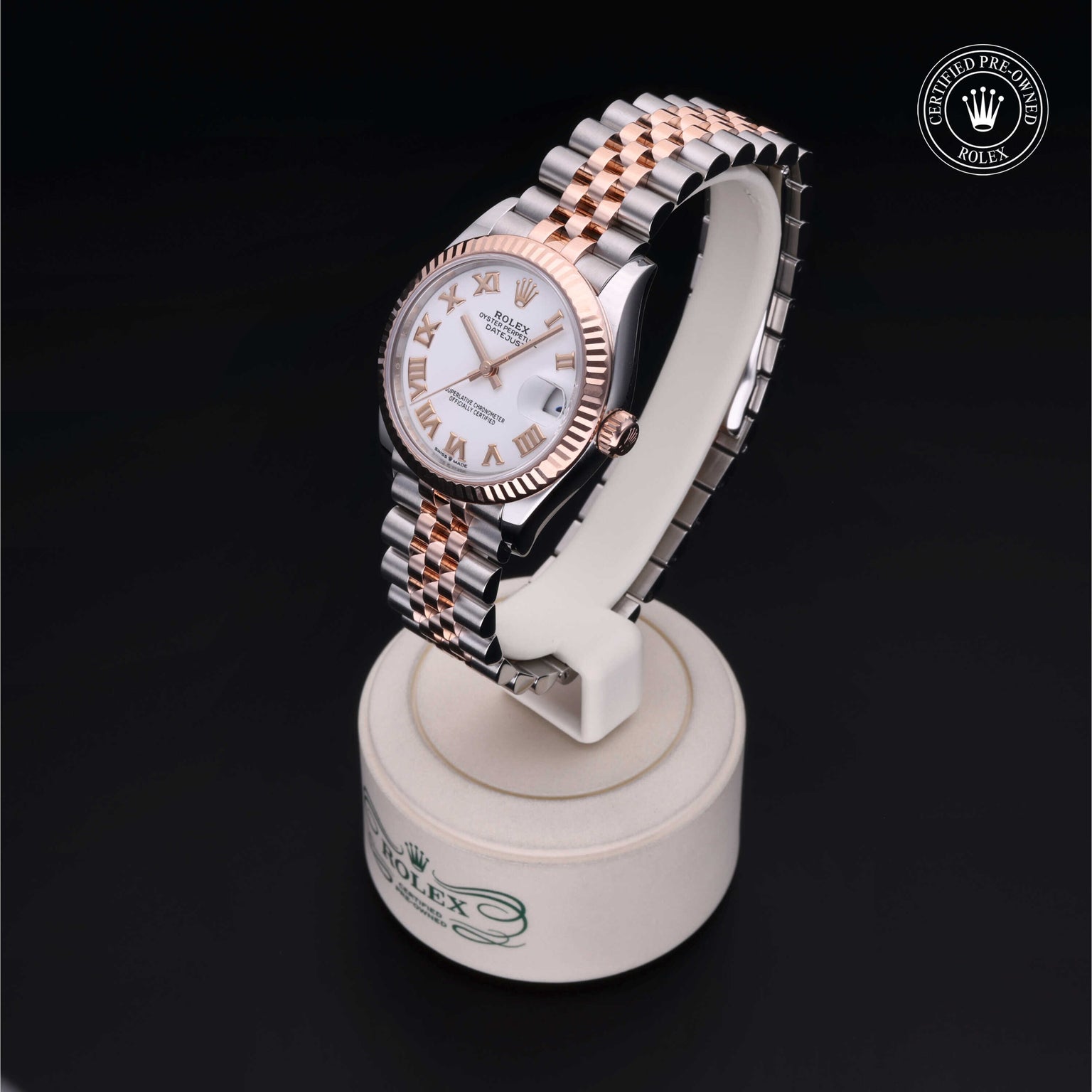 Rolex Certified Pre-owned Lady Datejust M278271-0002 front on black background