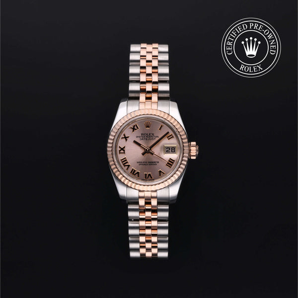 Rolex Certified Pre-owned Lady Datejust M179171-0066 front on black background