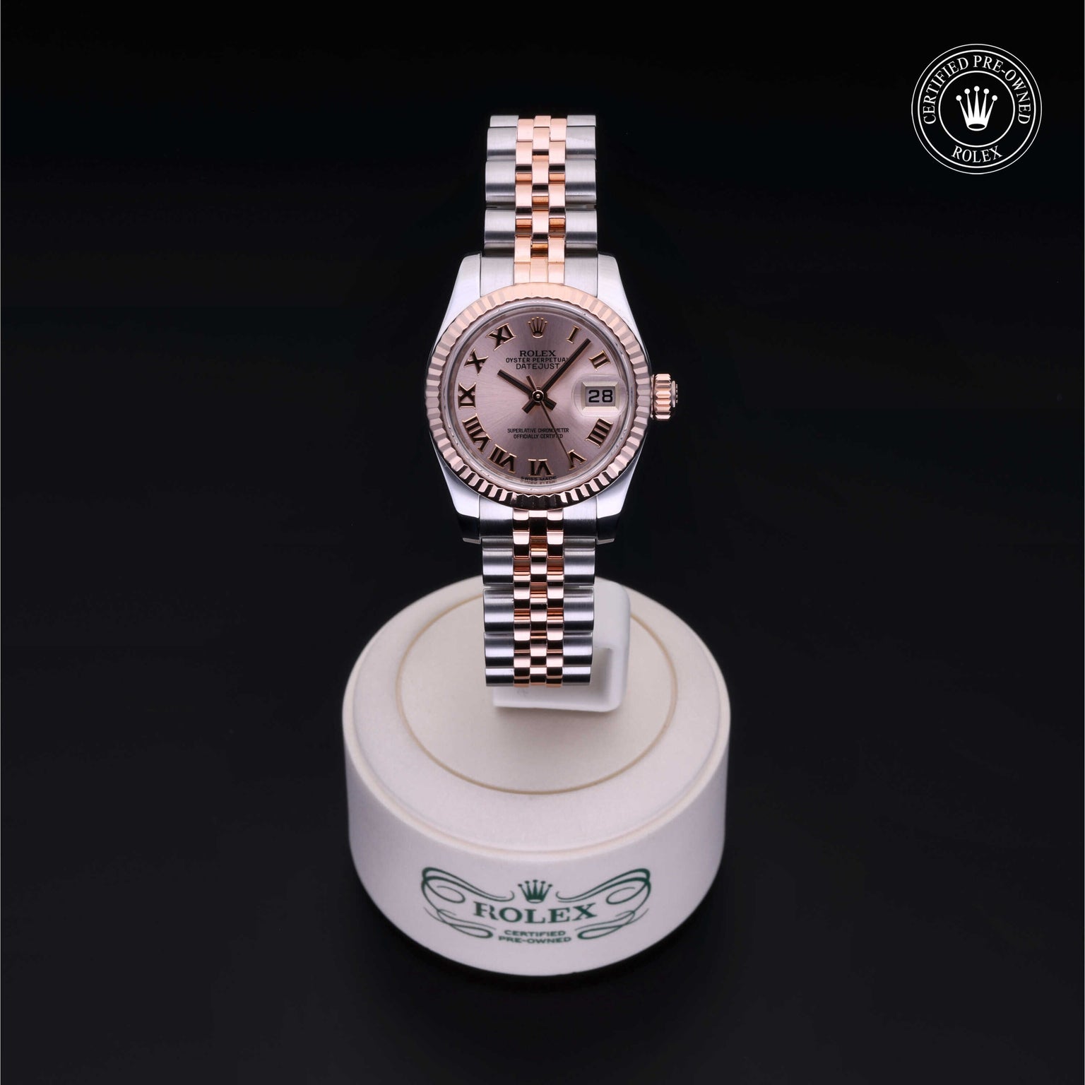 Rolex Certified Pre-owned Lady Datejust M179171-0066 front on black background