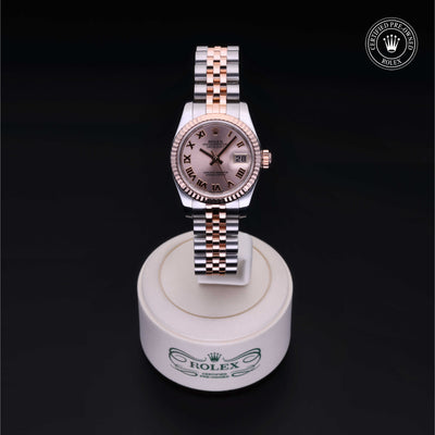 Rolex Certified Pre-owned Lady Datejust M179171-0066 front on black background
