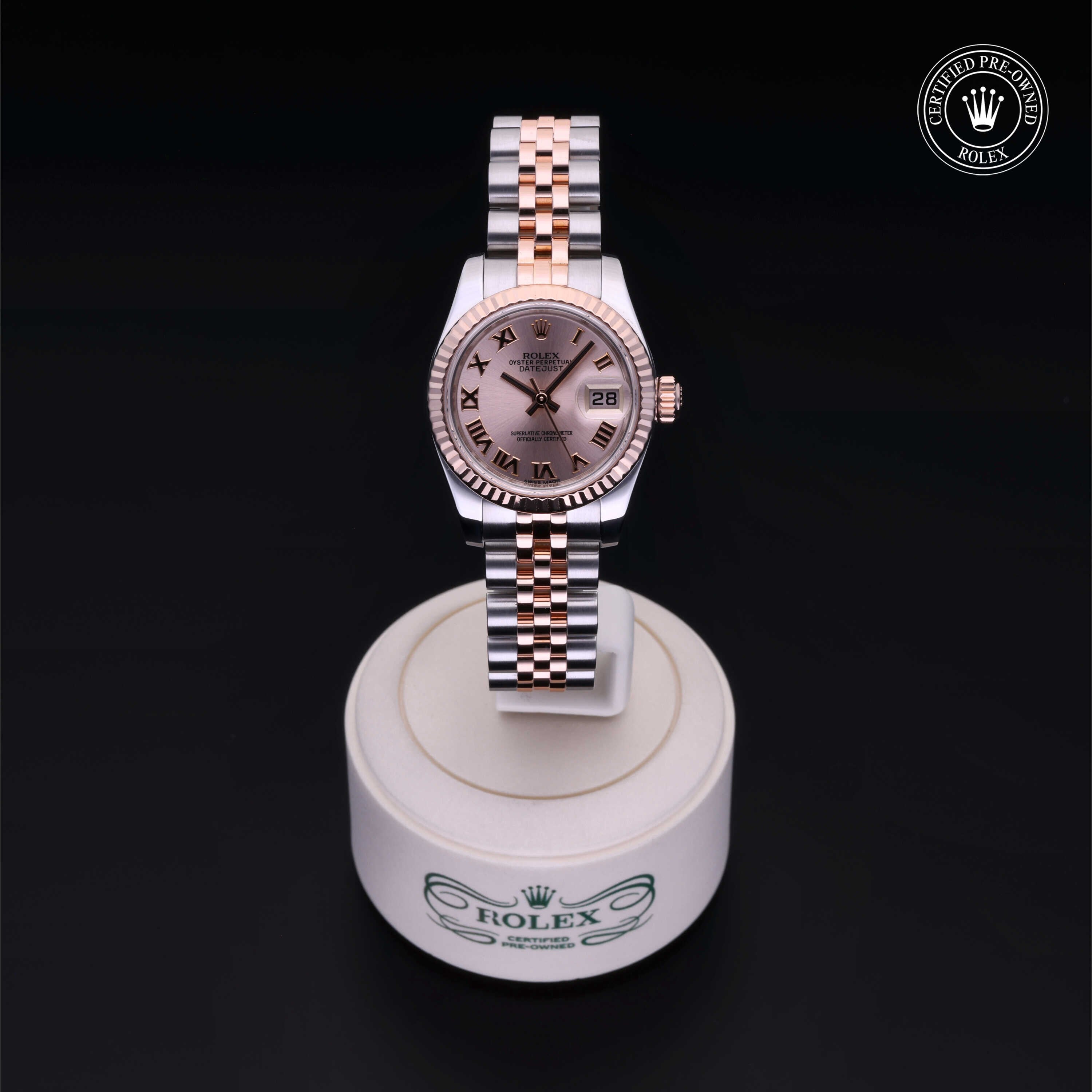 Rolex Certified Pre-owned Lady Datejust M179171-0066 front on black background