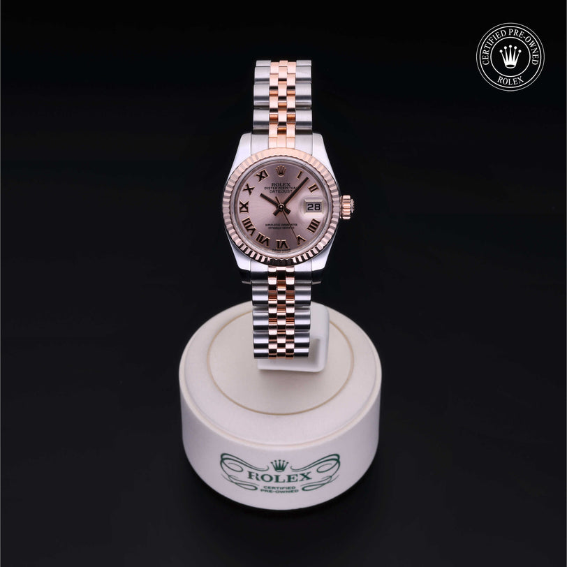 Rolex Certified Pre-owned Lady Datejust M179171-0066 front on black background