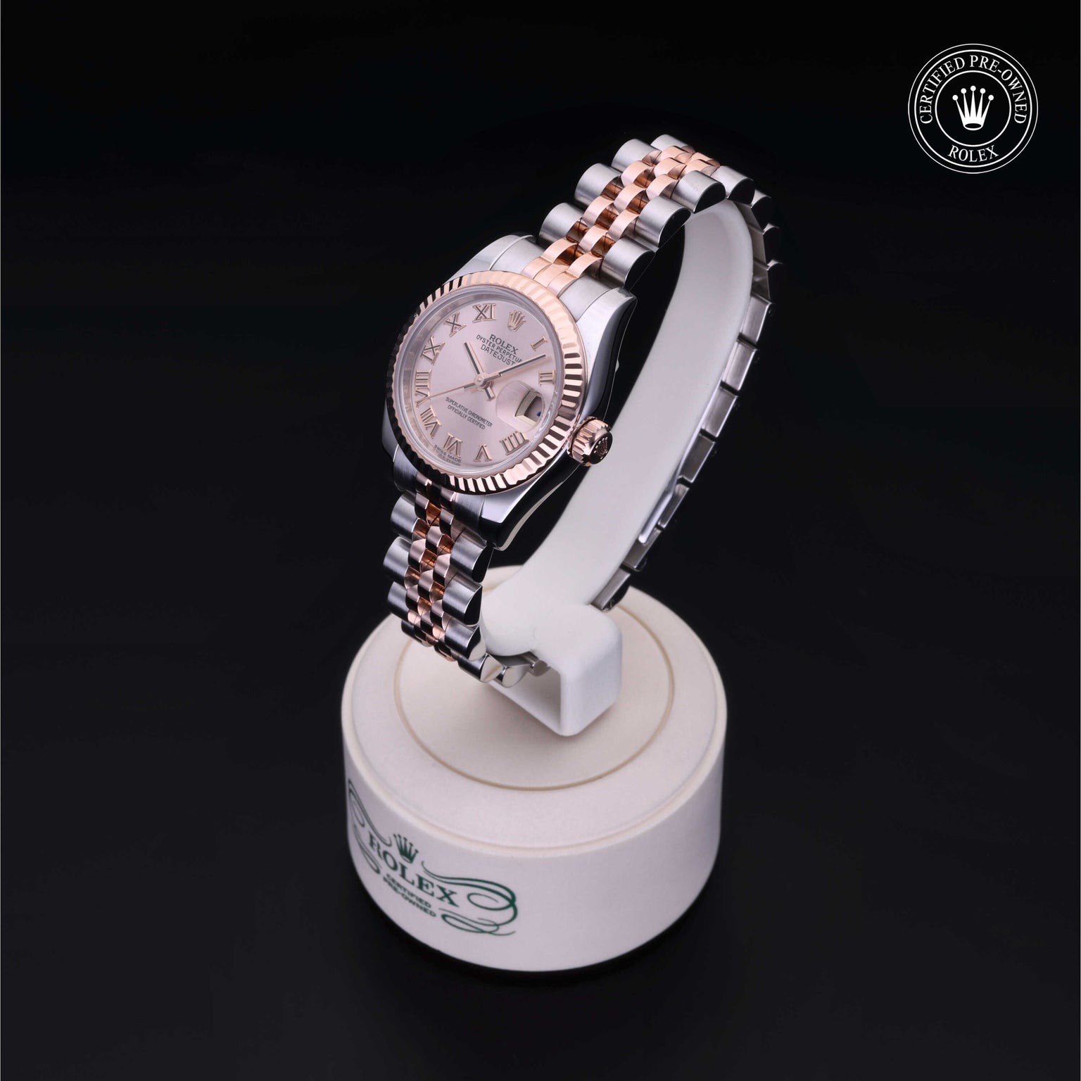 Rolex Certified Pre-owned Lady Datejust M179171-0066 front on black background