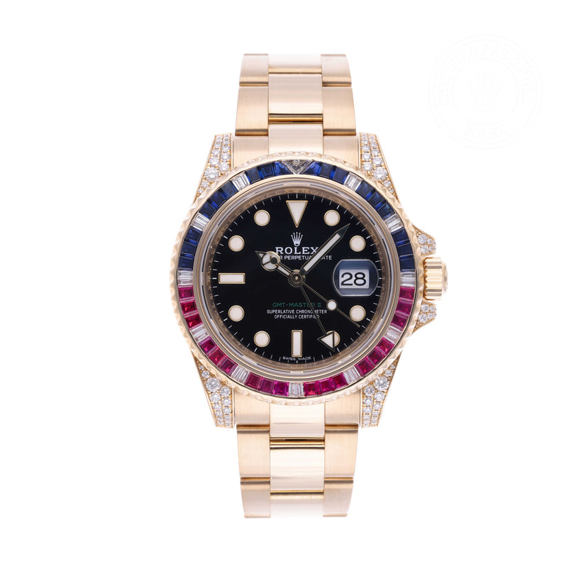 Rolex Certified Pre-owned GMT II M116758SARU-0001 front on white background