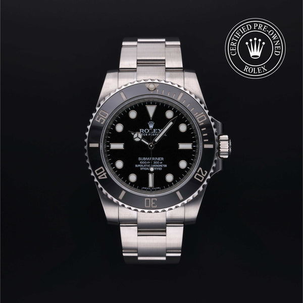 Rolex Certified Pre-owned Submariner Non Date M114060-0002 front on black background