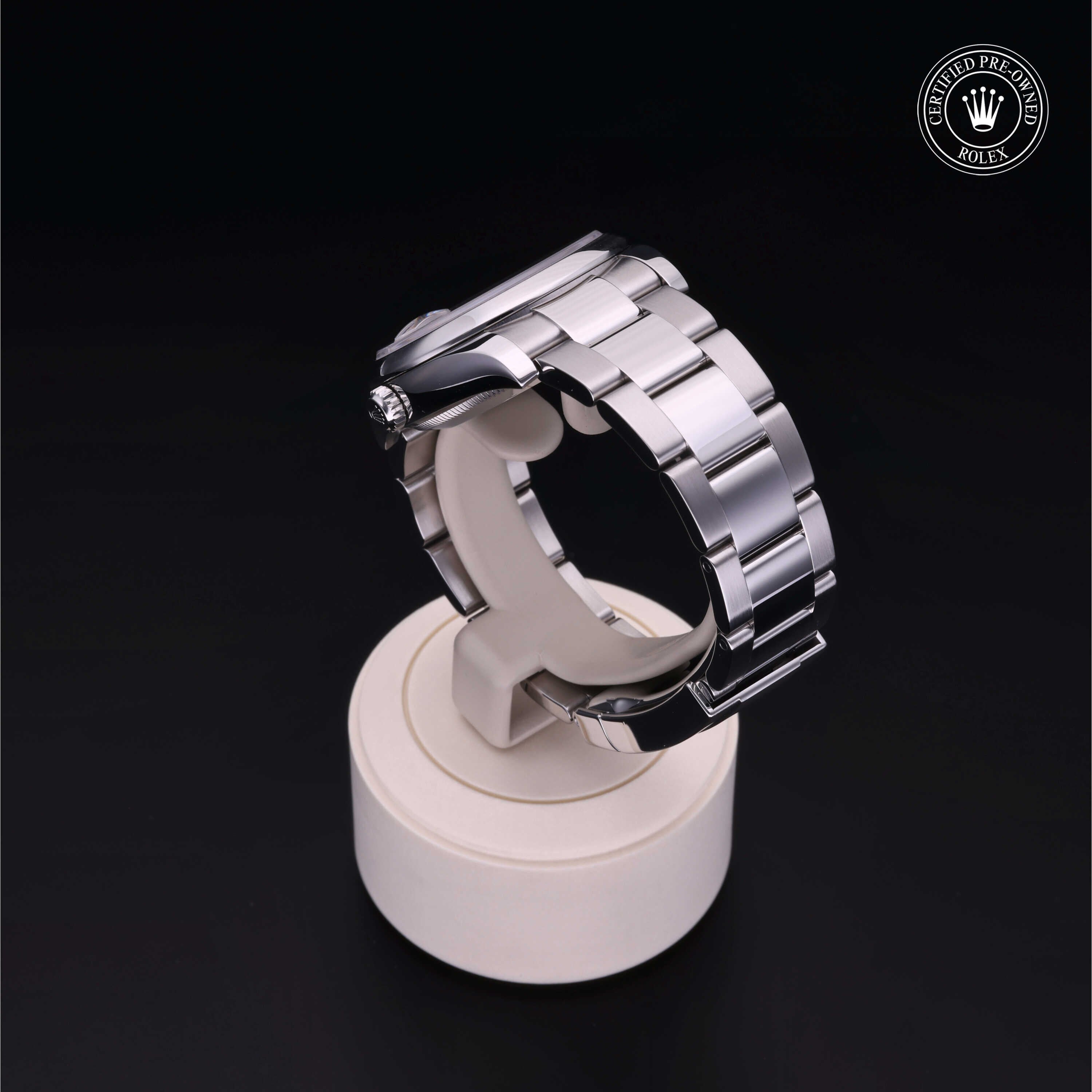 Rolex Certified Pre-owned Date M115200-0007 front on black background