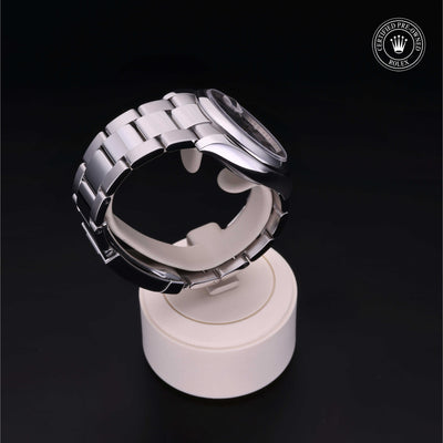 Rolex Certified Pre-owned Date M115200-0007 front on black background