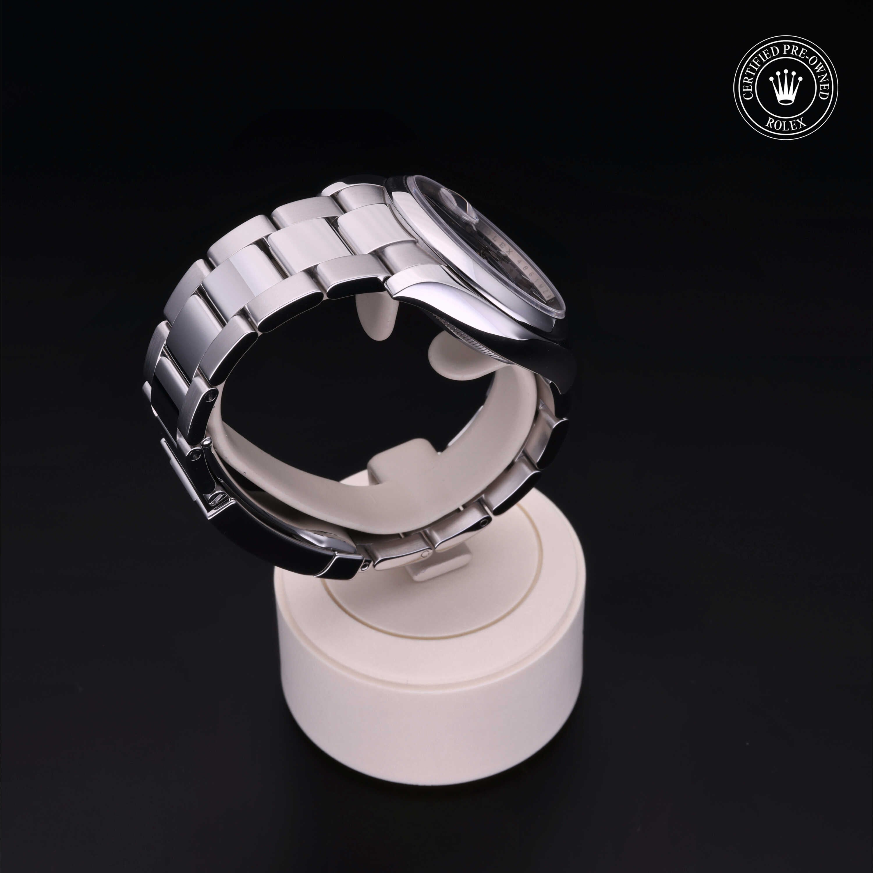 Rolex Certified Pre-owned Date M115200-0007 front on black background