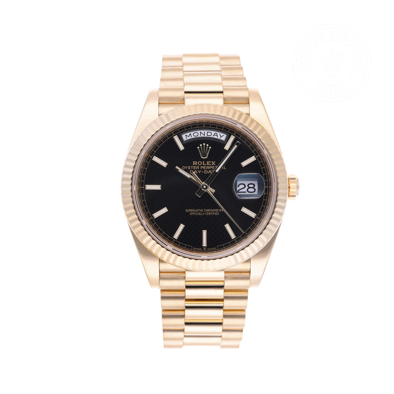 Rolex Certified Pre-owned Day-date M228238-0007 front on white background