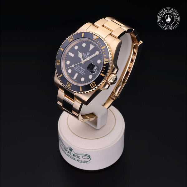Rolex Certified Pre-owned Submariner Date M116618LN-0001 front on black background