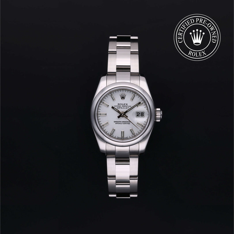 Rolex Certified Pre-owned Lady Datejust M179160-0007 front on black background