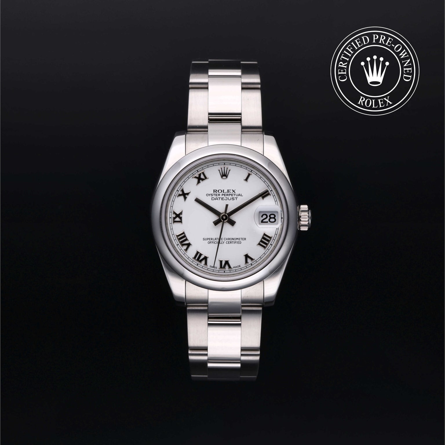 Rolex Certified Pre-owned Lady Datejust M178240-0031 front on black background