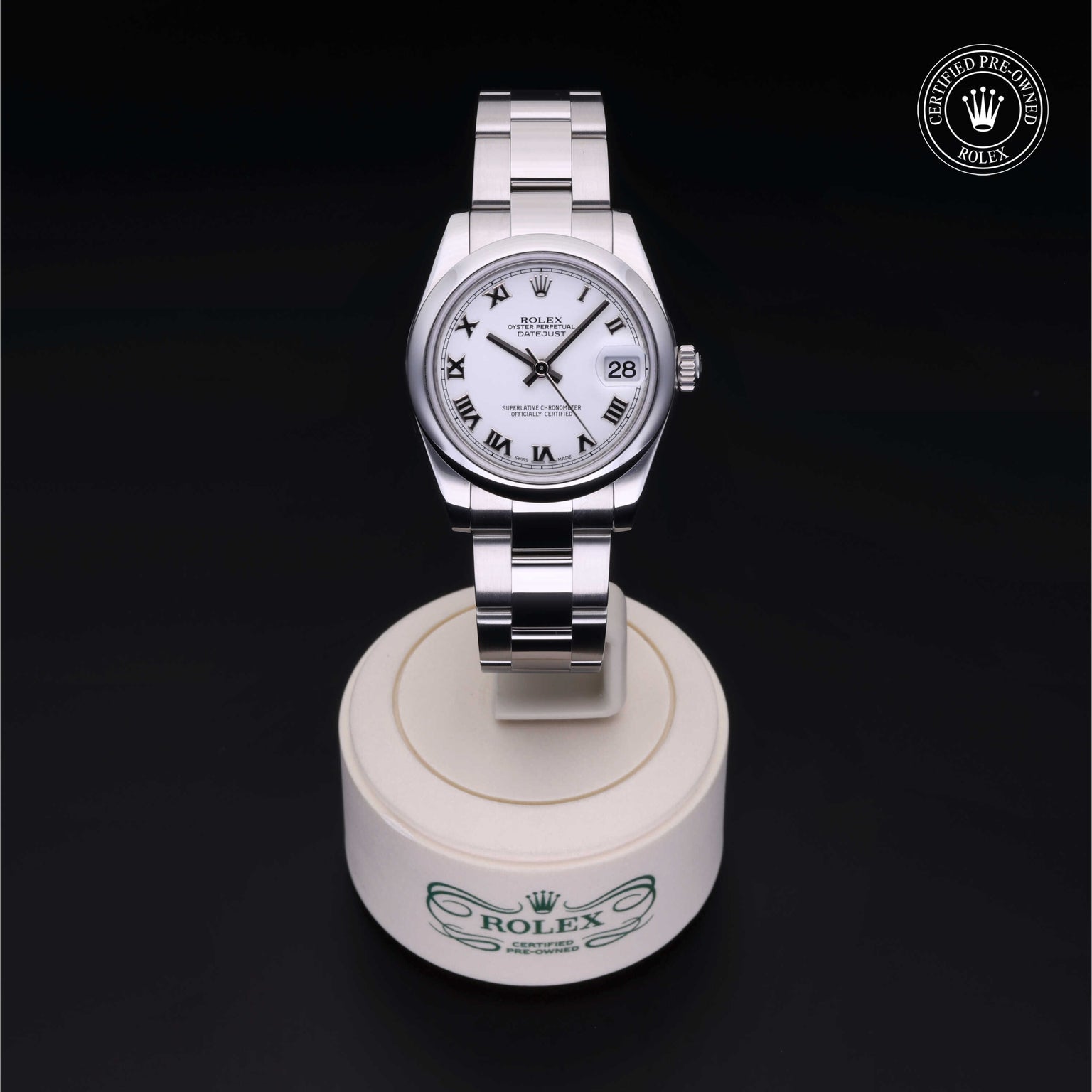 Rolex Certified Pre-owned Lady Datejust M178240-0031 front on black background
