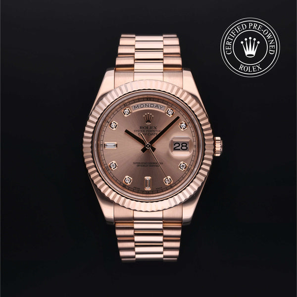 Rolex Certified Pre-owned Day-date M218235-0008 front on black background