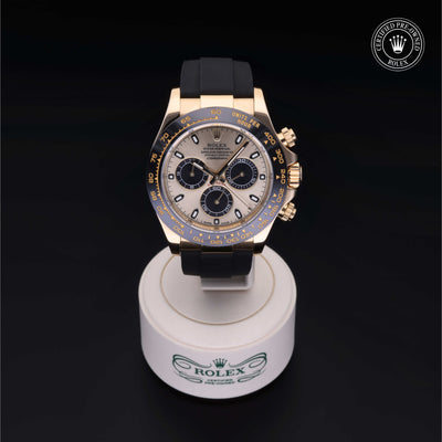 Rolex Certified Pre-owned Daytona M116518LN-0040 front on black background