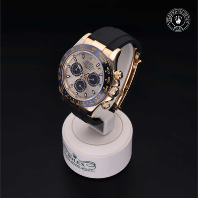 Rolex Certified Pre-owned Daytona M116518LN-0040 front on black background