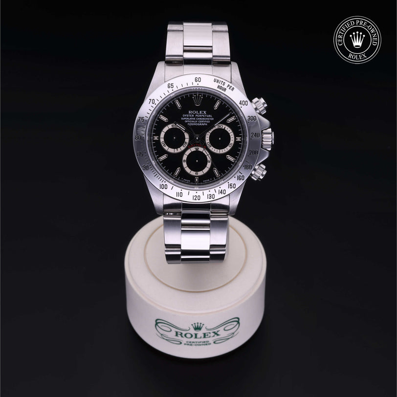 Rolex Certified Pre-owned Daytona M16520-0002 front on black background