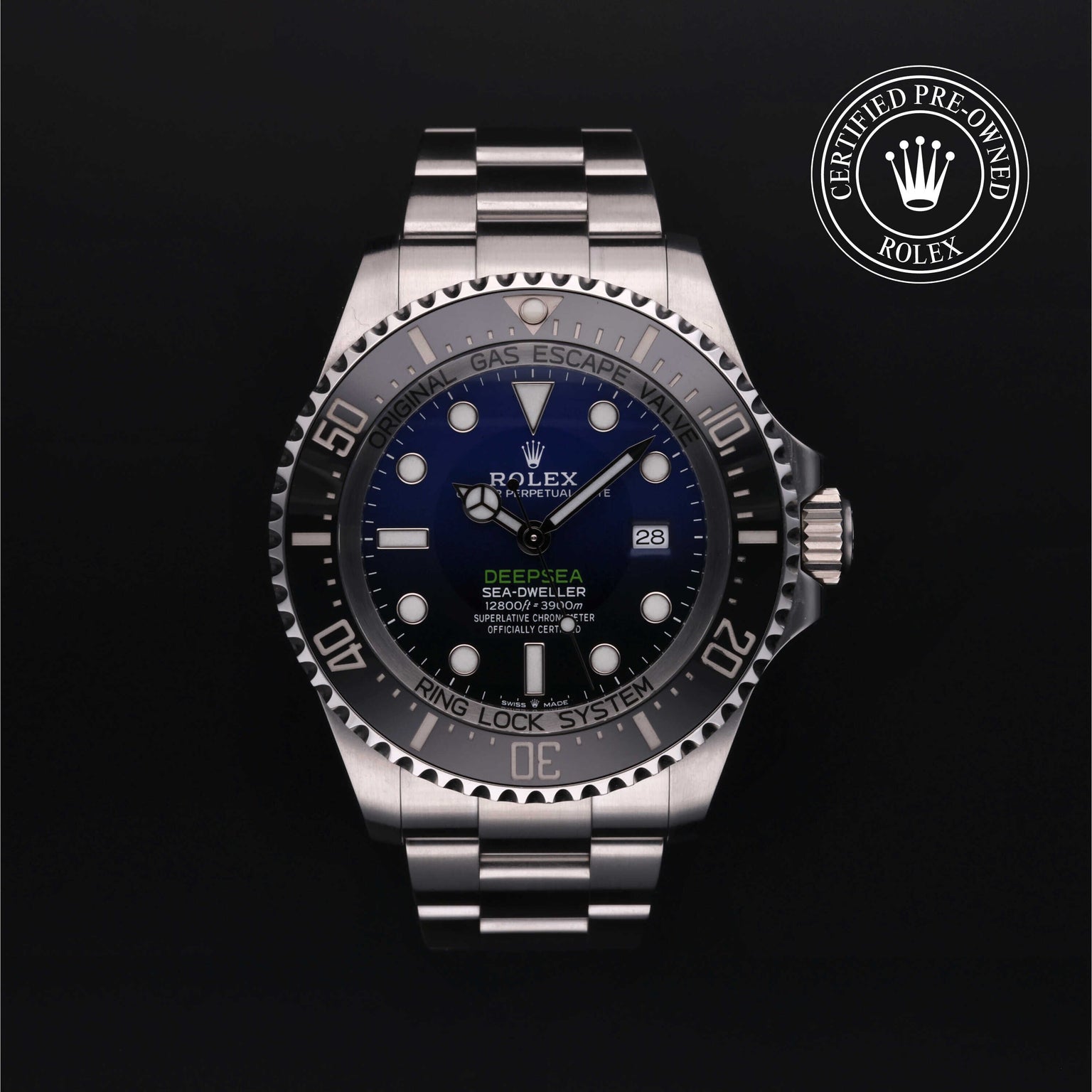 Rolex Certified Pre-owned Deep Sea M126660-0002 front on black background