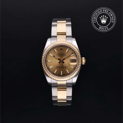 Rolex Certified Pre-owned Lady Datejust M178273-0009 front on black background