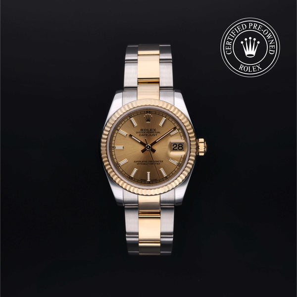 Rolex Certified Pre-owned Lady Datejust M178273-0009 front on black background