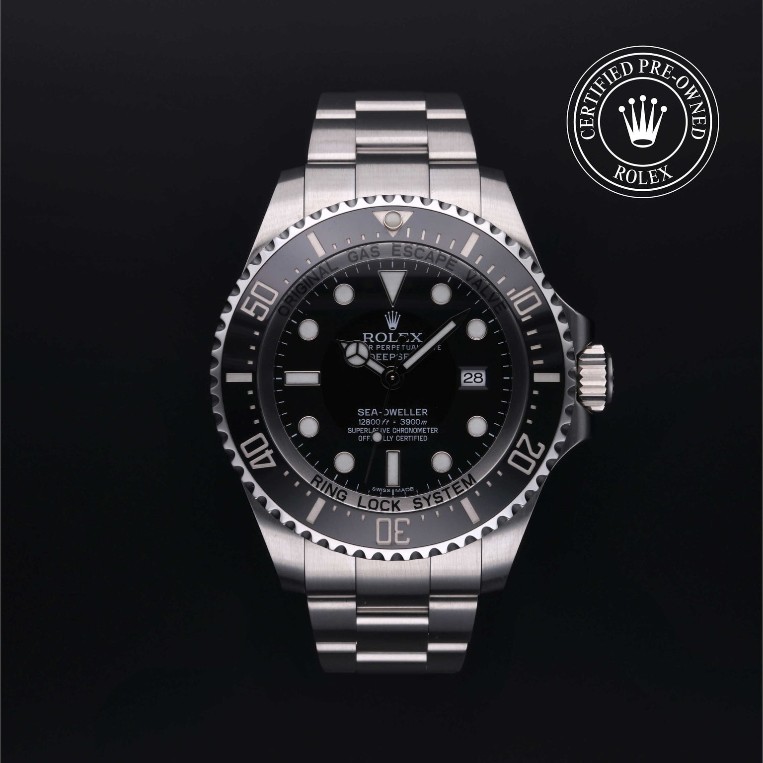 Rolex Certified Pre-owned Deep Sea M116660-0001 front on black background
